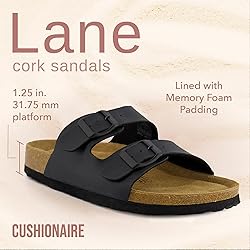 CUSHIONAIRE Lane Cork Footbed Sandals for Women
