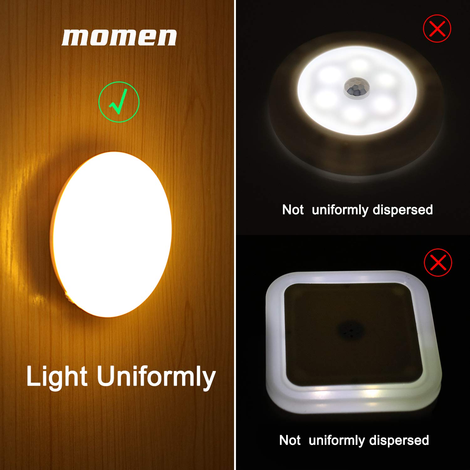 Motion Sensor Night Light with Charger,Momen LED Movement Sensor Light with Magnetic Base for Bedroom,Bathroom,Hallway,Stairs,Kitchen,Closet,Kids and More
