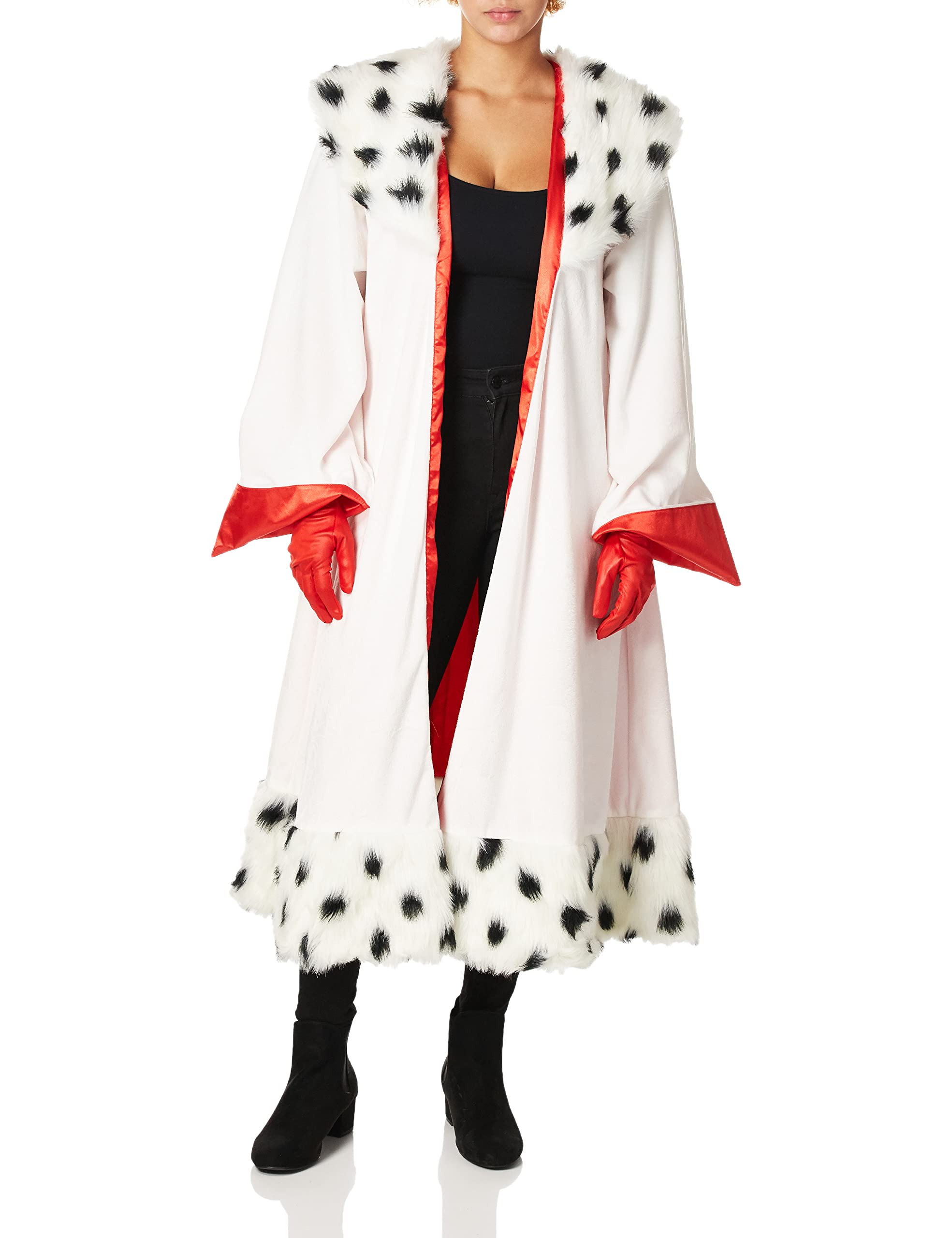 Photo 1 of (used) Disguise Women's De Vil Costume Accessory, Official Disney Cruella Coat and Gloves Set, Multicolored, S (4-6)