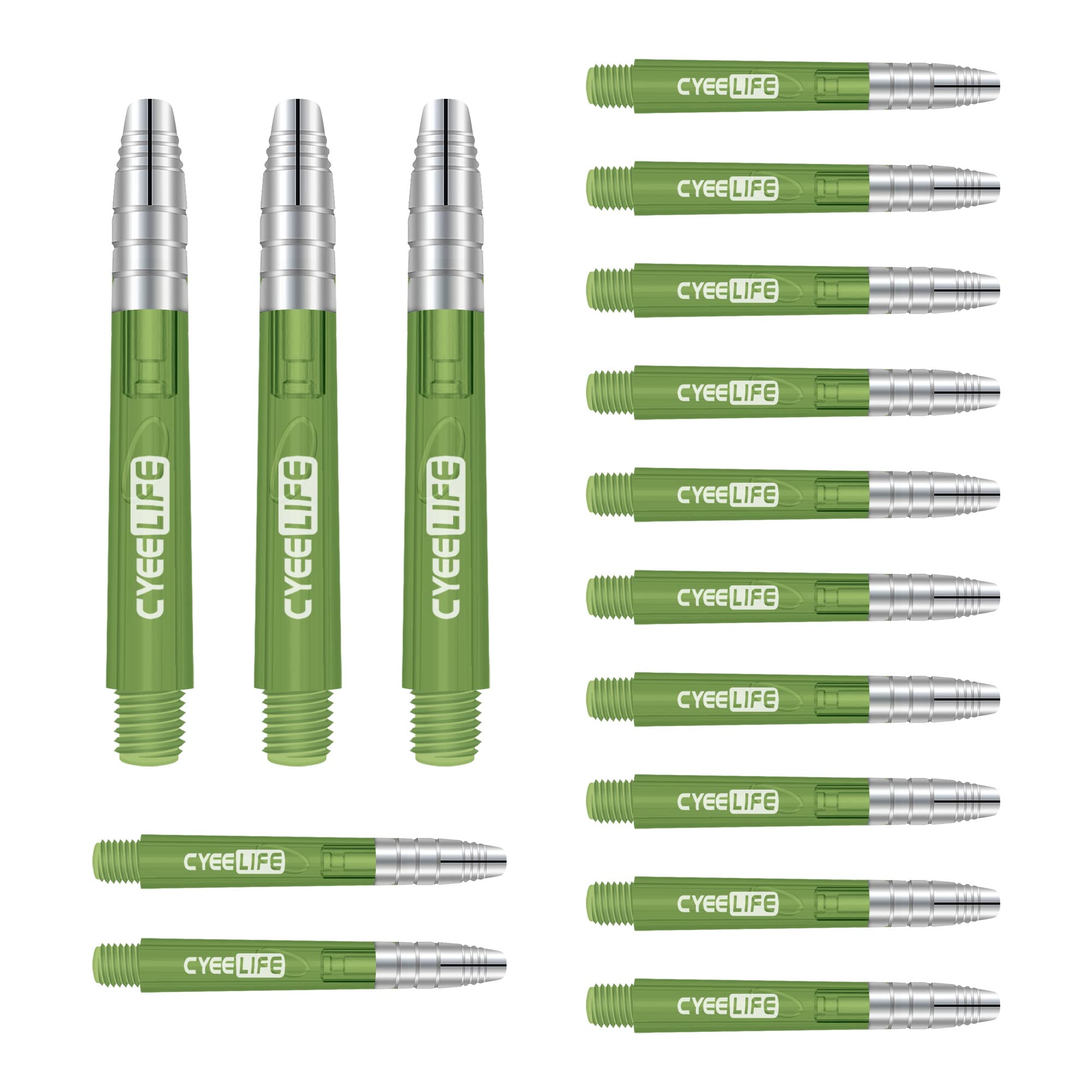 CyeeLife Transparent Alunium-Plastic Dart Shafts 15pcs 35mm Green Transparent