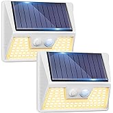 vighep 2 Pack Solar Motion Lights Outdoor, Waterproof Fence Lights Solar Powered with 3 Lighting Mode, Soft White LED Step Light for Outside Wall Yard Deck Stairs Garden- White