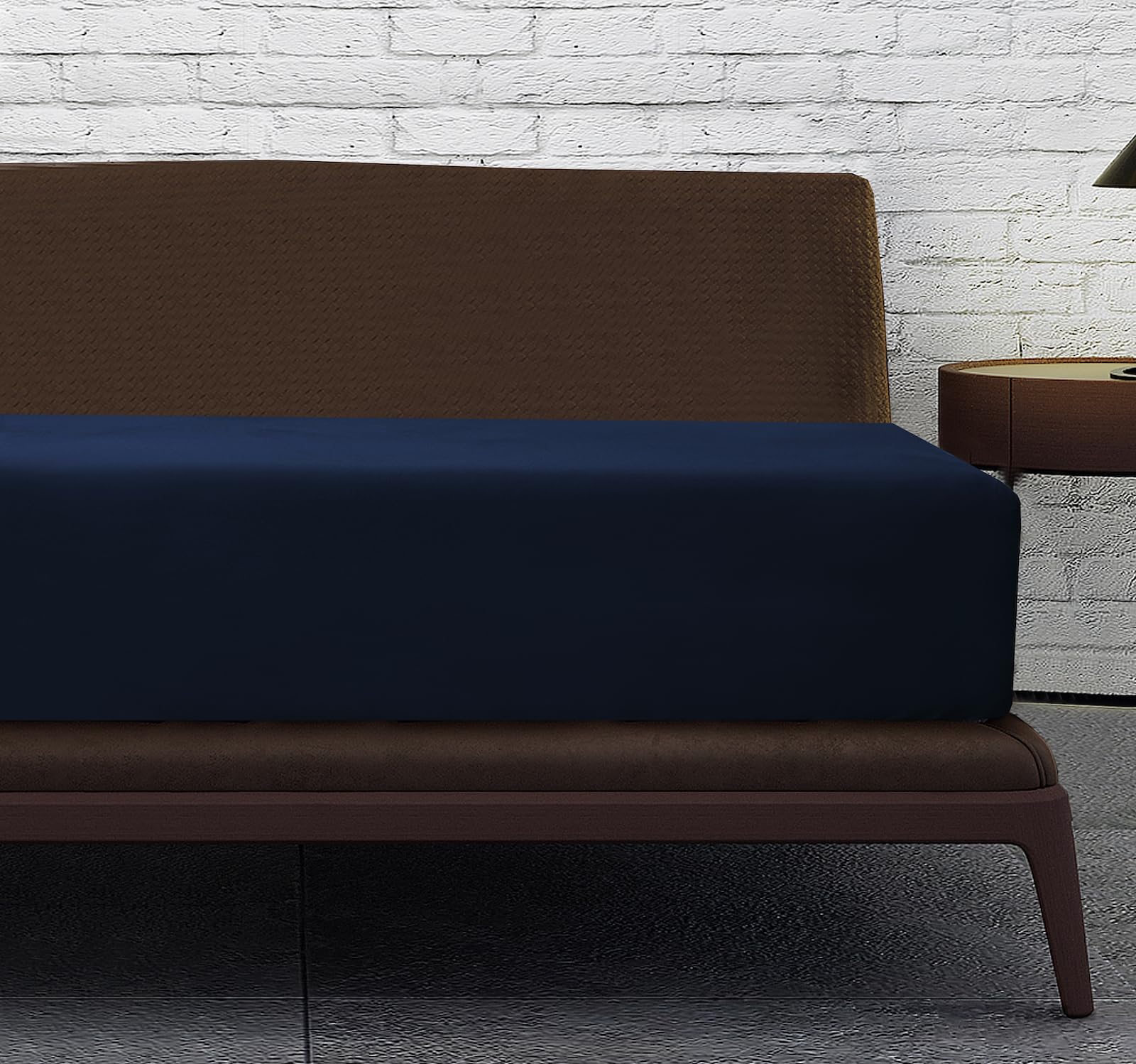 Linen Home Navy Single Fitted Sheet Deep fit 12''/30cm Microfibre Easy Care Fitted Bed Sheets Single - Super Soft Brushed Wrinkle and Fade Resistance Bedding (Single, Navy)