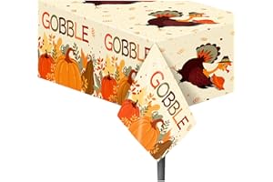CC HOME 1Pc Thanksgiving Day Party Plastic Tablecloth 54 x 87 Inch Long Table Cover, Autumn Fall Pumpkin Turkey Party Tablecover for Thanksgiving Kids Baby Shower Birthday Dinner Picnic Kitchen Event