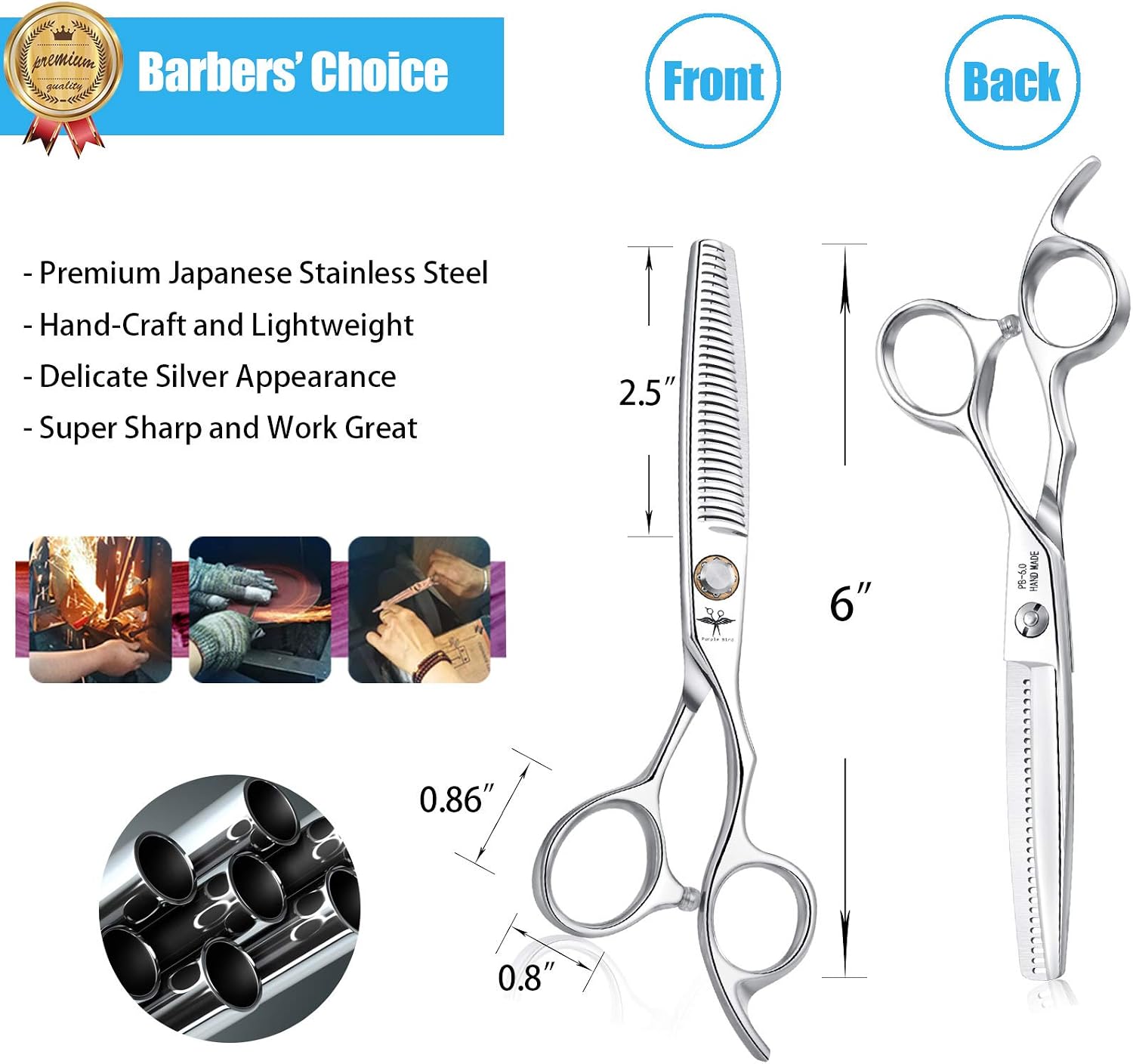 Hairdressing 6 Inch Hair Thinning Scissors, Professional Barber Trimming and Texturizing Shears for Men Women and Kids - Image 5