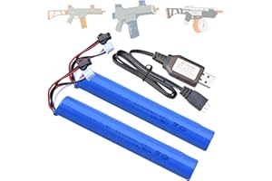 funkawa Water Bead Gel Ball Blaster 7.4V 2000mAh Rechargeable Battery with Charging Cable, Airsoft Gel Ball Blaster Battery for SRB400, SRB-400 SUB and SRB1200 (2-Pack)
