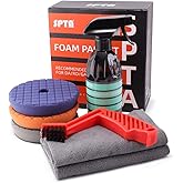SPTA Buffing Polishing Pads Kits, with 3Pcs 5.5 Inch Polishing Pads,16oz Polishing Pad Cleaner, 2 Microfiber Towel and 1 Pad Cleaning Brush, All for Car Buffer Polisher, Polishing and Buffing
