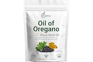 NutraVora Oil of Oregano with Black Seed Oil Capsules – Dietary Supplement for Immune & Respiratory Wellness Support – with Carvacrol & Thymoquinone – Non-GMO, Gluten-Free – 300 Softgels