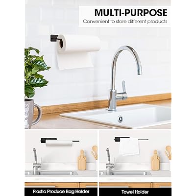 Buy Kootek Paper Towel Holder Kitchen Roll Dispenser Under Cabinet Paper Towel Organizer Self Adhesive Stainless Steel Wall Mount Tissue Holders For Bathroom Counter Black Online In Ukraine B08hvgkkpf
