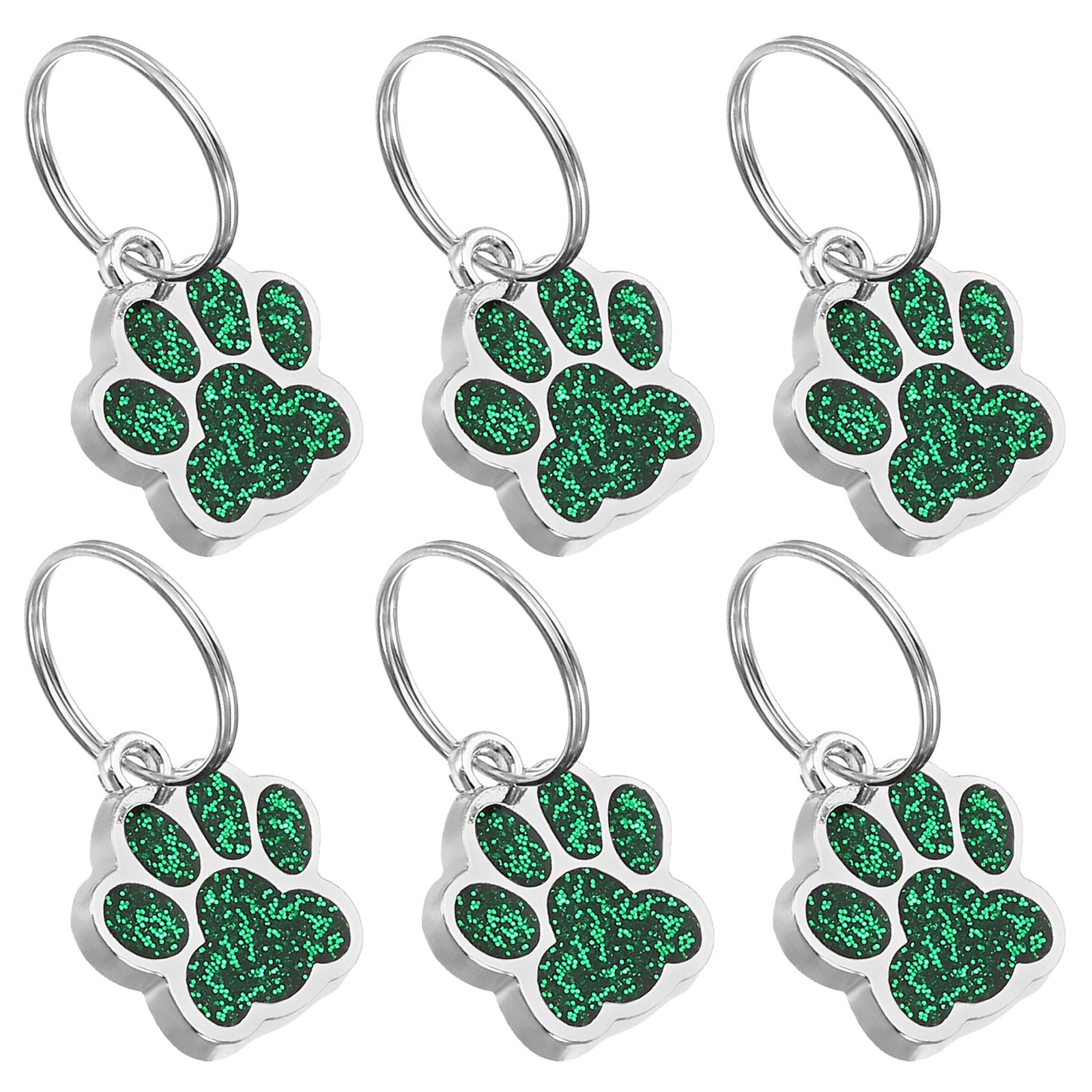 PATIKIL Animal Dog Cat Paw Print Pendants, 6 Pcs Crystal Footprint Dog Cat Paw Prints Pendants for DIY Necklace Bracelet Enamel Jewelry Making, Dark Green