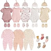 Ruliby New Born Clothes Cotton Baby Bodysuit Soft Romper and Accessories Layette Set 0-12 Months, 23-pack