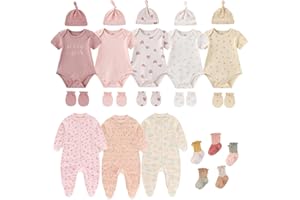 Ruliby New Born Baby Layette Gift Set-23 Piece Cotton Girl Clothing and Essentials Accessories 0-12 month