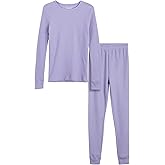 Rene Rofe Girls Thermal Set - 2 Piece Waffle Knit Thermal Top and Long Johns - Thermal Underwear for Girls