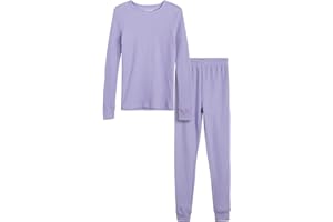 Rene Rofe Girls' Thermal Underwear Set - 2 Piece Waffle Knit Top and Long Johns (2T-16)