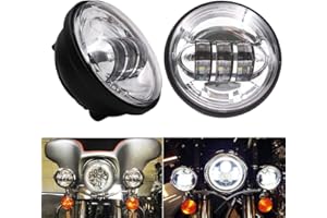 BeltandRoad Dot approved 2 PCS Chrome 4.5 Inch LED Passing Light LED Fog Lamps for Motorcycles Auxiliary Light Motorcycle Projector Driving Light