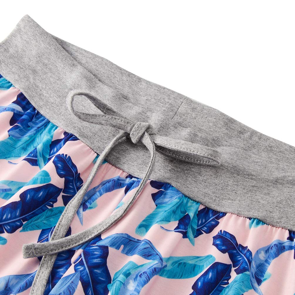 Loveternal Femmes Pantalon De Pyjama Imprimé Taille Élastique Plume Harem Pantalon Boho Yoga Wide Leg Pants S