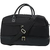 Travel Duffle Bag for Women, Weekender Bag with Shoe Compartment, Carry-On Personal Item, Nylon Gym Tote with Trolley Sleeve, Detachable Adjustable Shoulder Strap, Overnight Travel Tote Bag (Black)