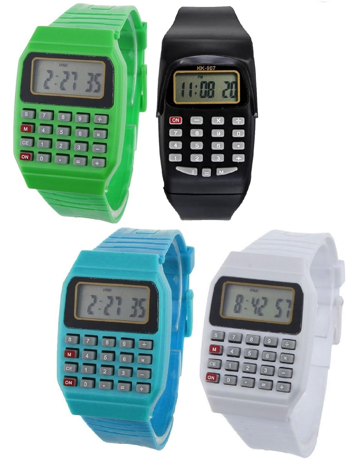 white calculator watch