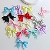 GorinsKani 50Pcs 3'' Mixed Colors Ribbon Twist Tie Bows Pretied Bows Premade Craft Bows for Treat Bags Gift Wrapping Basket Wedding Baby Shower Brithday Valentine's Day Christmas Party