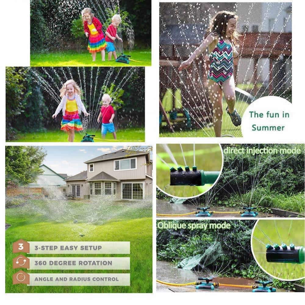 Dolwis Store Lawn Sprinkler, Automatic 360 Rotating Adjustable Garden Water Sprinklers Lawn Irrigation System Covering Large Area with Leak Free Design Durable 3 Arm Sprayer, Easy Hose Connection