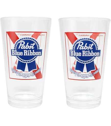 Amazon.com | Pabst Blue Ribbon PBR Beer Glasses Set of 4: Beer Glasses