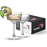 The Buybox Vintage Coupe Glasses Set of 2, Champagne, Cocktail, Martini, Wine Glasses, Long Stem Glassware, (8.8oz/260ml) (2 Pack)