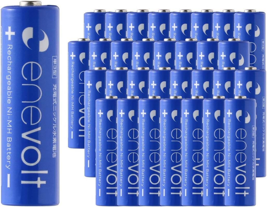 enevolt AA Rechargeable Batteries High-Capacity 3000mAh Ni-MH 1,000 Recharge Cycles and Low Self-Discharge, Pre-Charged - 32 Pack