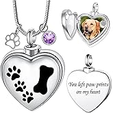Farfume Personalized Pet Urn Necklace for Dog Cat Ashes Cremation Pet Memorial Customized Photo Text Engraving Pendant Keepsake Funeral Jewelry
