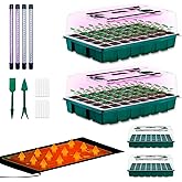 Hugbow Seed Starter 4 Pack 160-Cell Tray with Grow Lights and Heat Mat,Seed Growing Tray, Germination & Plant Propagation Station for Indoor Plants