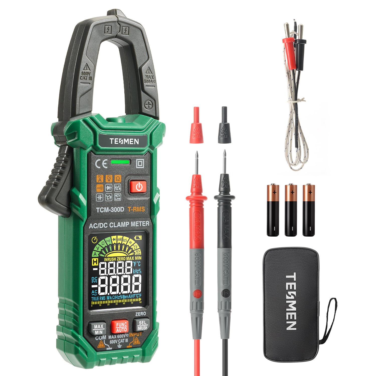 TESMEN TCM-300D Digital Clamp Meter, 6000 Counts