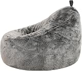 icon Cocoon Faux Fur Bean Bag Chair, Large, Arctic Grey, Comfy & Durable view 6