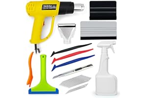 CARTINTS Vehicle Wrap Kit Heat Gun for Vinyl Wrap Window Film Decal, Car Paint Protection Film Kit Tinting Tools With Silicone Squeegee, 9mm Knife Blades, Felt Squeegee, 500ml Empty Spray Bottle,Micro Squeegee