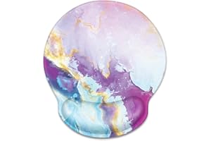 WAVEYU Ergonomic Mouse Pad with Wrist Support, Office Mousepad with Wrist Rest, Computer Gaming Mouse Pad for Laptop, Pain Relief Mouse Mat with Non-Slip Rubber Base, 9''x 10'', Colorful Marble