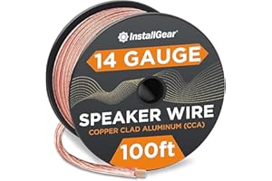 InstallGear 14 Gauge AWG 100ft Speaker Wire Cable - Clear (Great Use for Car Speakers Stereos, Home Theater Speakers, Surroun