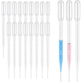 Zkupanx 20-Pack 3mL Disposable Plastic Dropper Pipettes for Resin &amp; Oils | Graduated Eye Droppers for Liquids, Essential Oils, Crafts, Labs &amp; Perfume, Accurate 3ml Pipettes, Easy Squeeze, Disposable