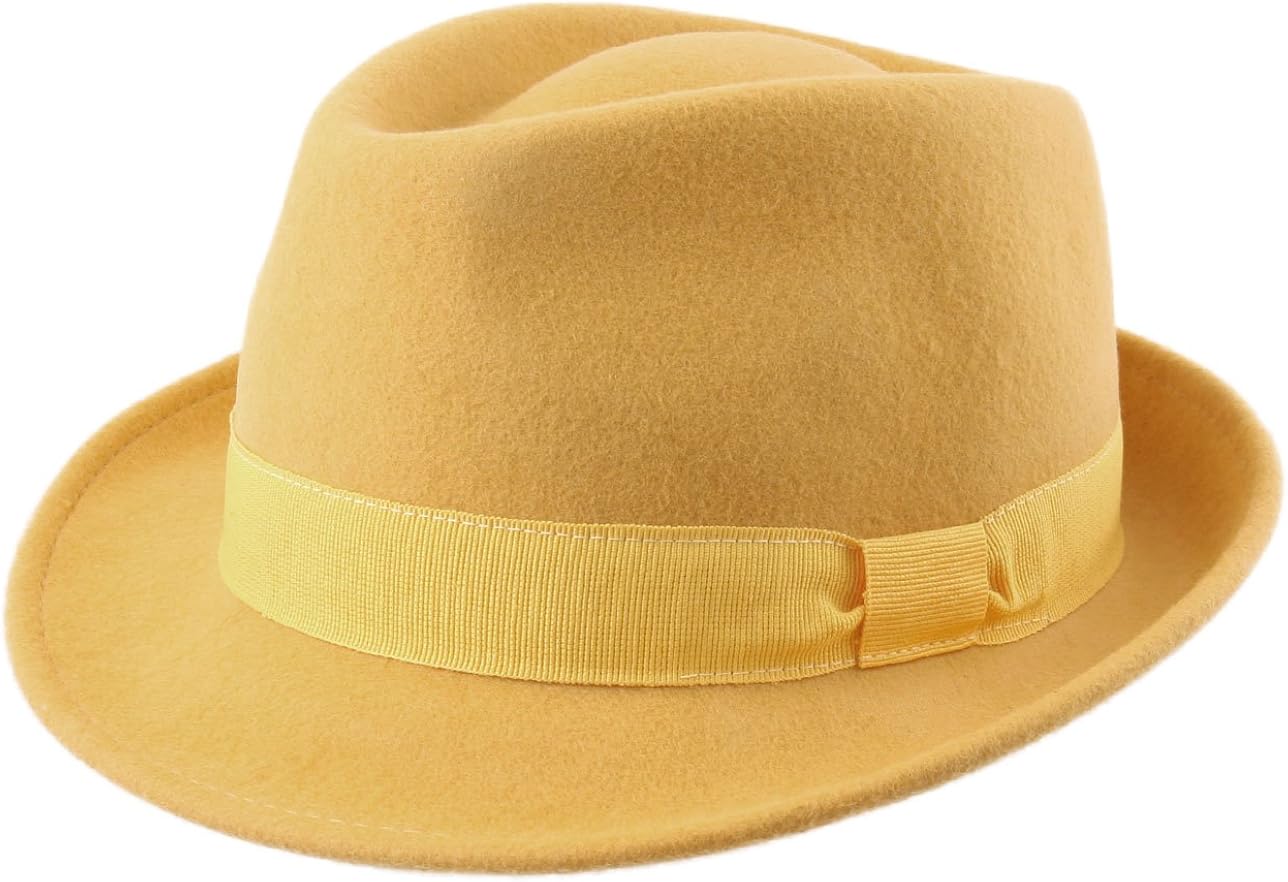 yellow trilby hat