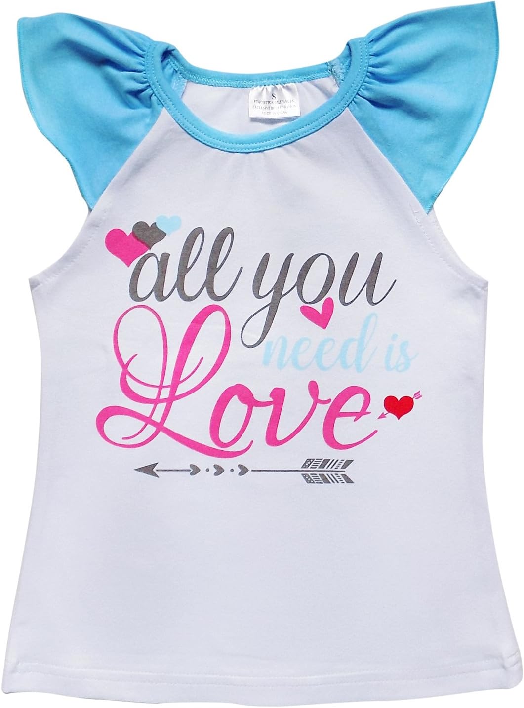 So Sydney Toddler & Girls Summer Raglan Flutter Sleeve Novelty T-Shirt