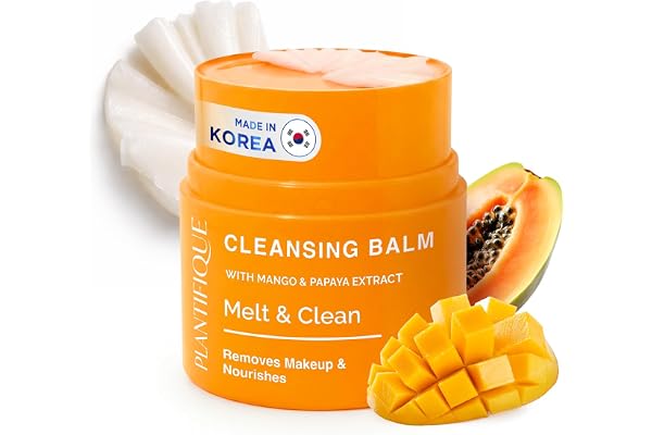 PLANTIFIQUE Korean Cleansing Balm – Makeup Remover with Hyaluronic Acid & Ceramides – Facial Cleanser, Removes Waterproof Mak
