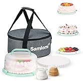 Cake Carrier with Lid and Handle, Bpa-Free Cake Holder with Lid for 10 Inch Round Cake Carrier with 10 pcs Round Golden Cake Boards and Portable Insulated Bag & Two Boxes of Cupcake Paper Liners