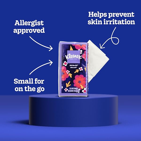 KLEENEX ON-THE-GO FACIAL TISSUES, 72 ON-THE-GO PACKS (3 TRAYS OF 24 PACKS), 10 TISSUES PER BOX (720 TOTAL), 3-PLY, PACKAGING MAY VARY