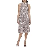Kensie Womens Sleeveless Fit & Flare High Neck Midi Dress