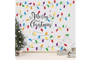JarThenaAMCS Christmas Wall Stickers Extra Large Colorful Light Bulb Wall Stickers Peel and Stick Room Mural Decals for Xmas 