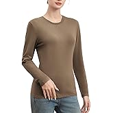 Cotton Long Sleeve Shirts for Women Slim Fit Basic Tees Underscrub Tshirts Crewneck Undershirts Casual Plain Tops