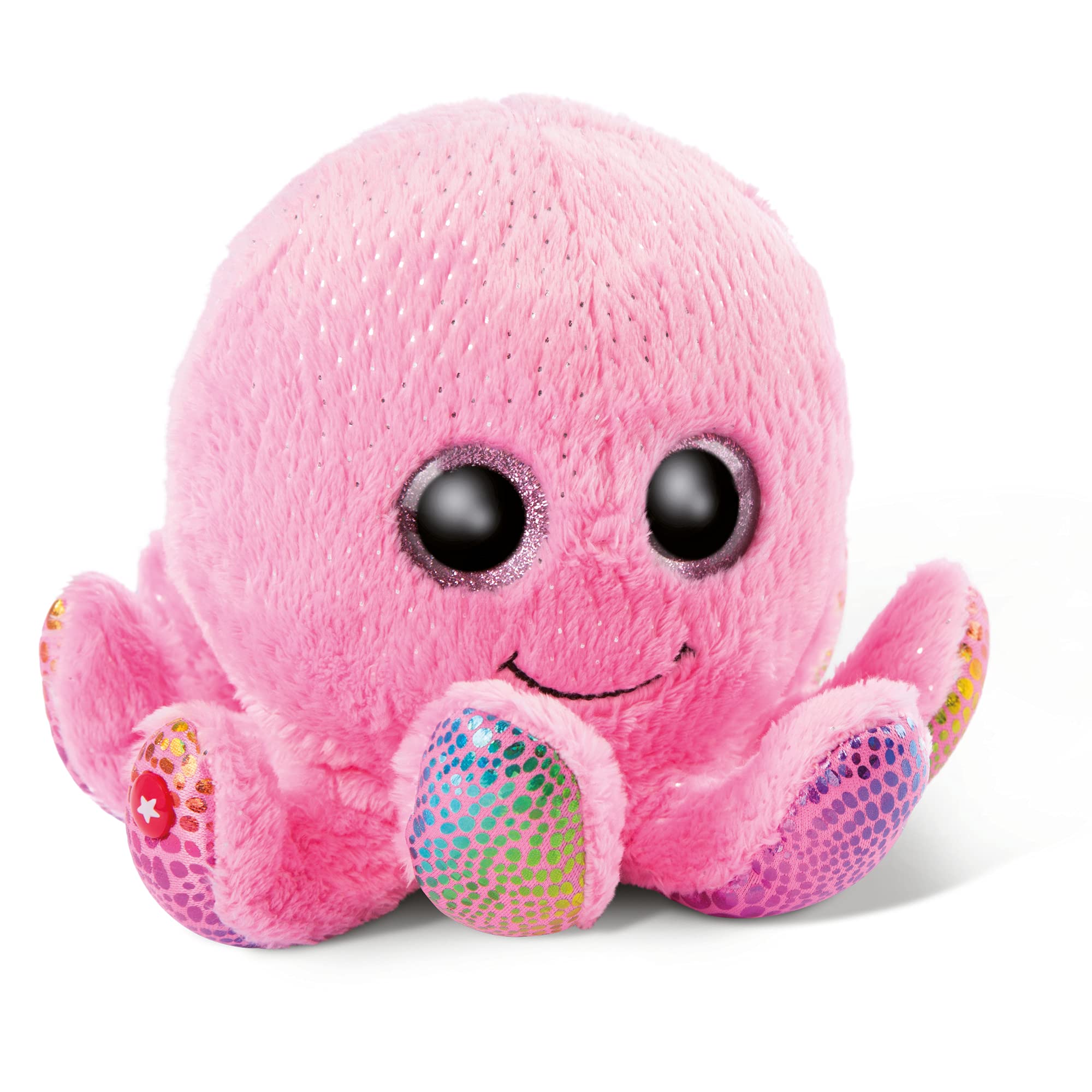 NICI Glubschis: The Original Cuddly Toy Octopus Poli 14 cm - Sea creature plush toys for soft toy lovers, Pink stuffed animal with big glittery eyes for cuddling & playing, 46967