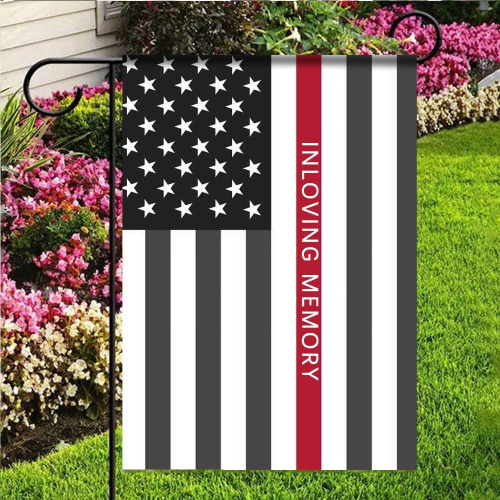 kaiyi Personality Polyester Garden Flag,1 Side House Flag,Black and White American Flag, Yellow Line, Service Workers, Tow Truck Drivers, Dispatchers, Garden Flag, Yard Decoration
