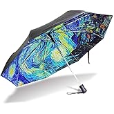 YZGO Van Gogh Umbrella - Starry Night Sun UV Protection Compact Auto Open Close Windproof Travel Umbrella for Business & Personal