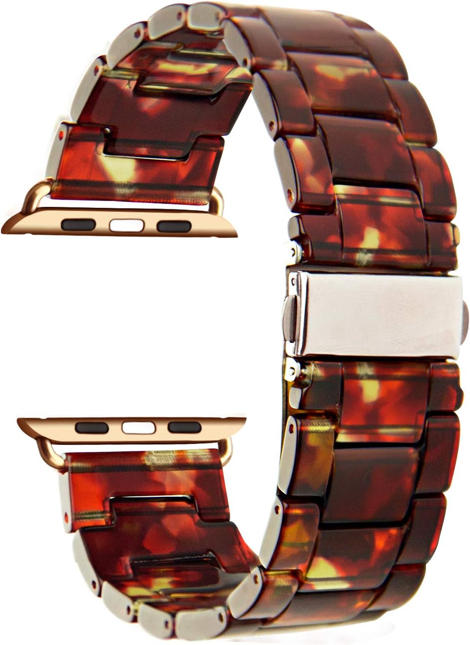 Resin Watch Band Compatible for Apple Watch 42mm 44mm, Men Women Waterproof Strap with Stainless Steel Buckles and Link Removers Replacement Sport Wristband for Apple Watch Series 5 4 3 2 1