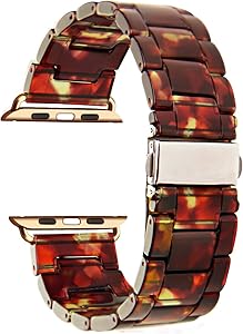 Resin Watch Band Compatible for Apple Watch 42mm 44mm, Men Women Waterproof Strap with Stainless Steel Buckles and Link Removers Replacement Sport Wristband for Apple Watch Series 5 4 3 2 1