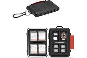 22 Slots SD MicroSD Memory Card Case,IP67 Waterproof Anti-Shock Memory Card Holder for 8 SD SDHC SDXC Cards,12 MicroSD TF MSD