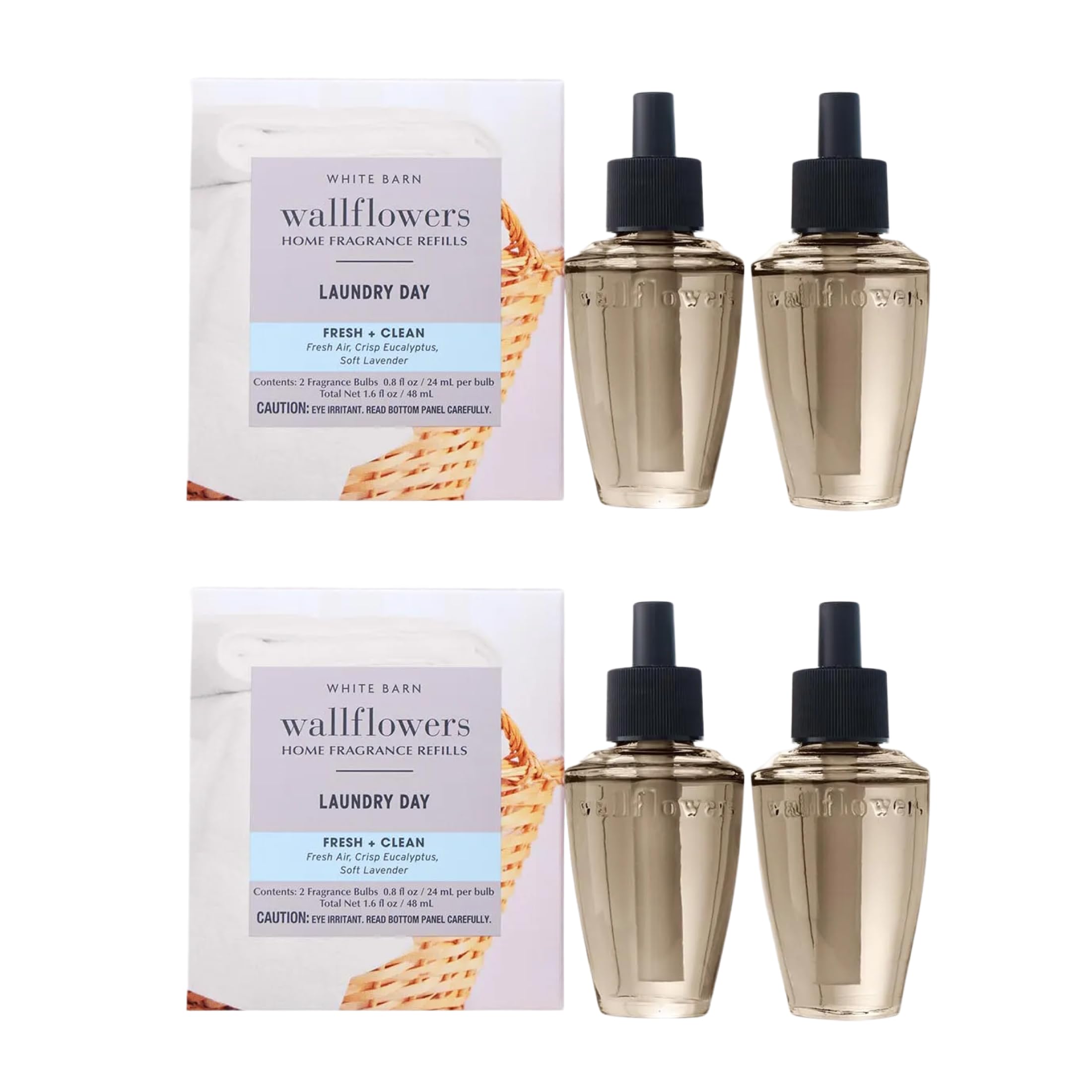 Bath & Body Works Wallflowers Refills, Laundry Day Scent, Plug-In Air Freshener Refills for Bedrooms, Bathrooms & Living Spaces, 4 Pack