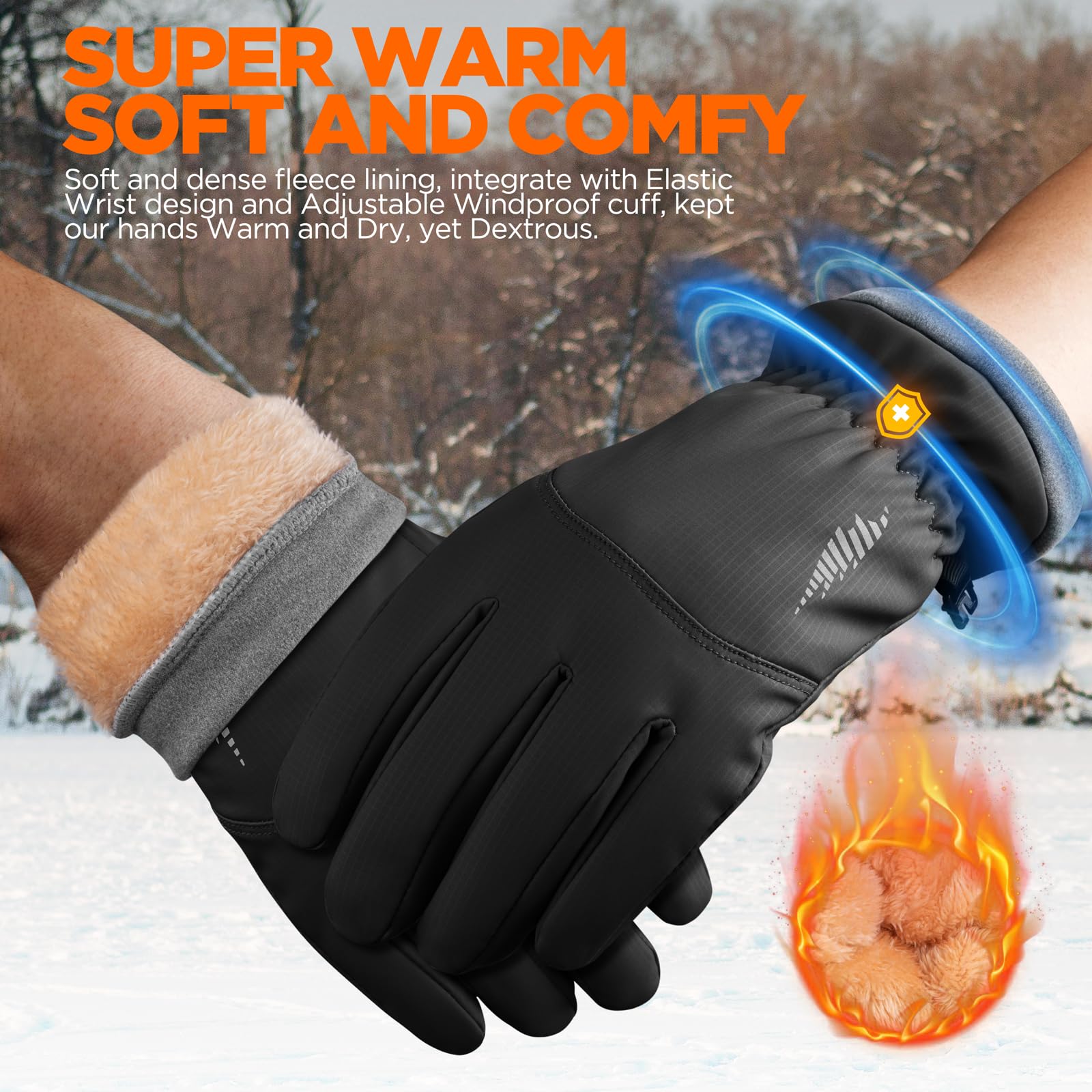 rivmount Winter Waterproof Ski Snow Warm Gloves for Women Men, Windproof Cold Weather Thermal with Touchscreen Fingers, for Running Driving Cycling Hiking Biking Sports Outdoor Daily Work